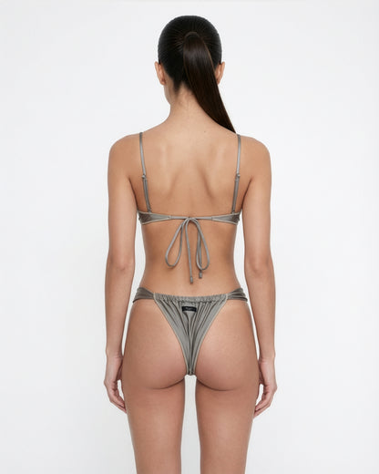 Khaki Kira Brazilian Bikini Bottom Alex Cup Bikini Top back view